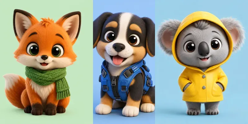 Cute 3D Cartoon Animal Packs generated by undefined