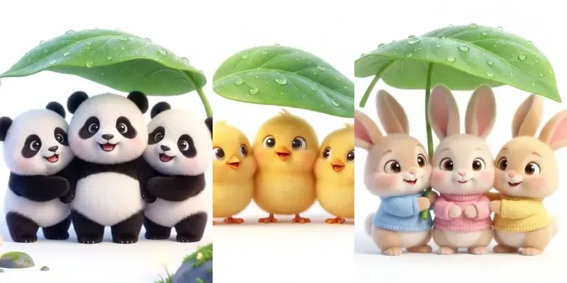 Ultracute Fantasy Animals Under Leaves generated by undefined