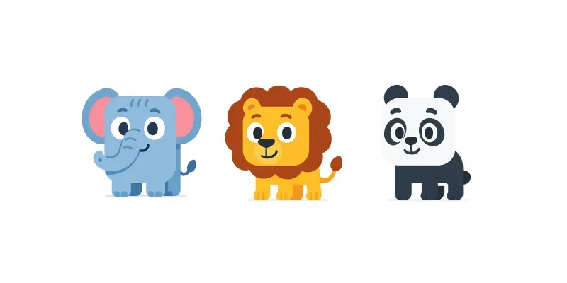 Iconic Blocky Animal Characters generated by undefined