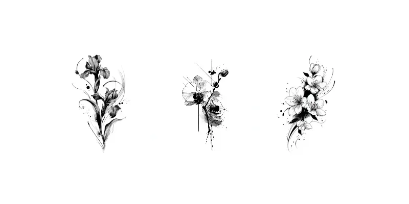 Elegant Black Ink Flower Tattoos generated by undefined