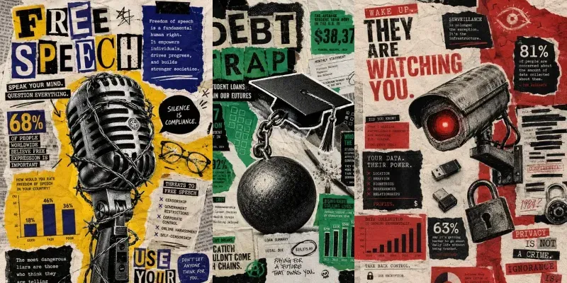 Zine Style Infographic Collages generated by undefined