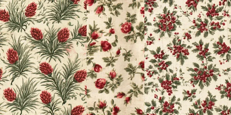 Vintage Christmas Calico Backing Papers