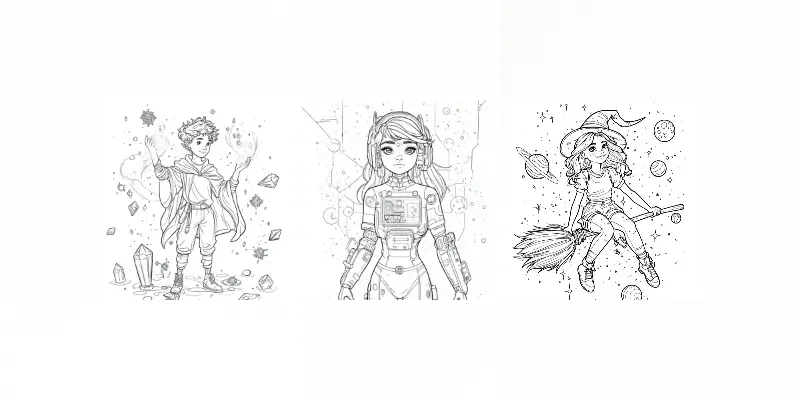 Fantasy Character Coloring Pages generated by undefined