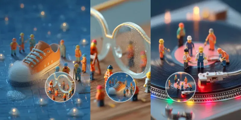 Tiny Lego Workers Cleaning Everyday Gians generated by undefined