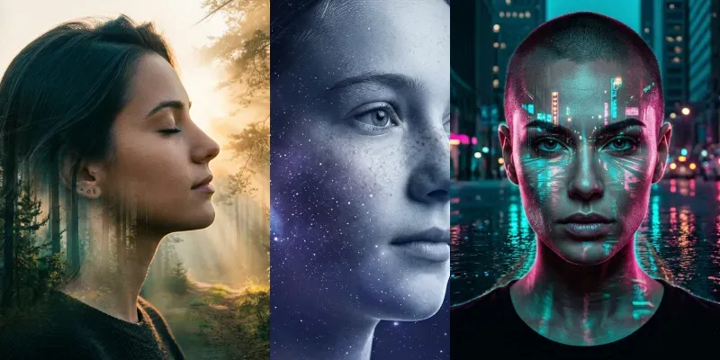 Cinematic Double Exposure Portraits generated by undefined