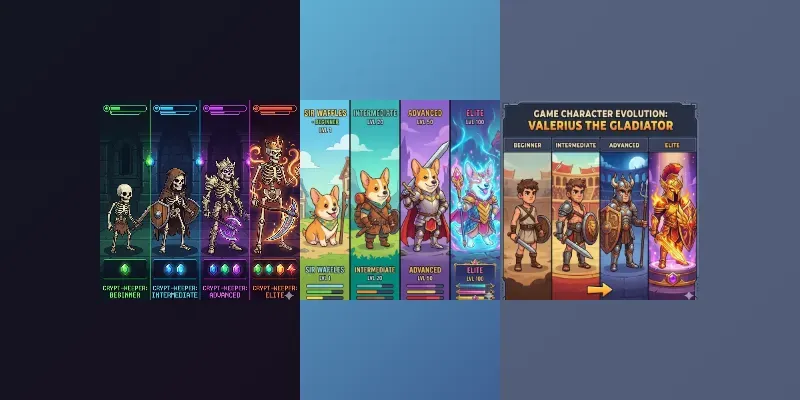 Videogame Character Evolution Images generated by undefined