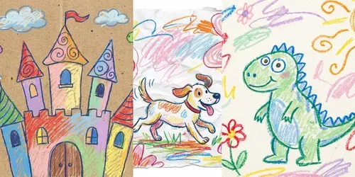 Colorful Crayon Scribble Kids Drawings generated by gemini-image