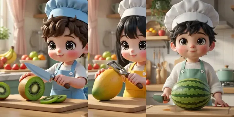 Cute Chibi Human Fruit Cuttings generated by undefined