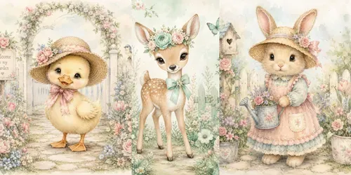 Pastel Animal Garden Scenes generated by chatgpt-image