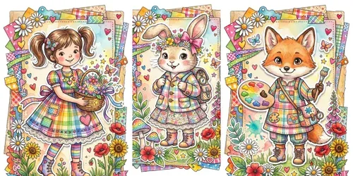 Colorful Cottagecore Cartoon Characters generated by gemini-image
