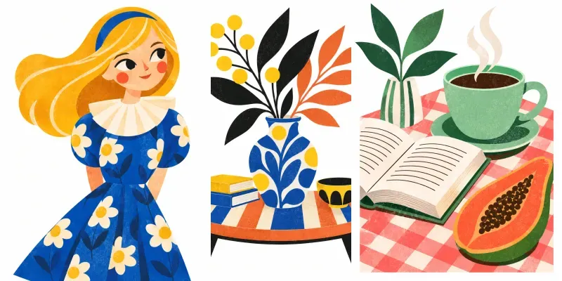 Retro Color Block Graphic Art