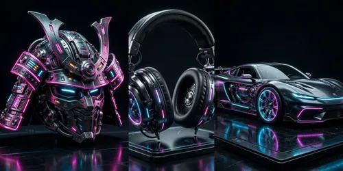3D Cyberpunk Neon Glow Assets generated by stable-diffusion