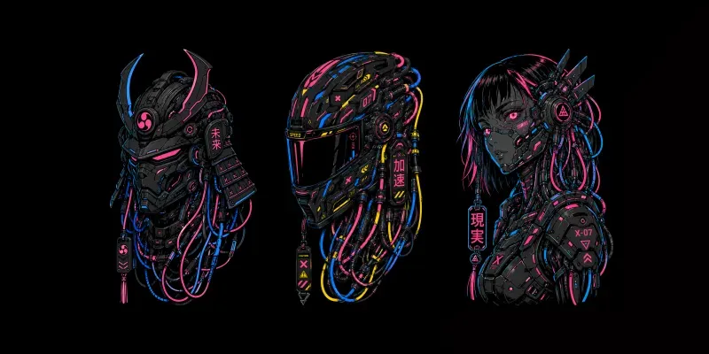 Cyberpunk Streetwear Kanji Vector Graphics generated by undefined