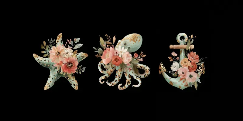 Magic Coral Reef Watercolor Cliparts generated by undefined