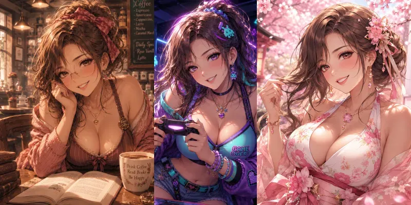 Flirty Anime Girlfriend Portraits generated by undefined