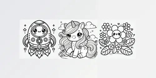Cute Cartoon Line Art For Coloring generated by dalle
