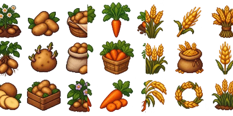16bit Cozy Crop Sprite Sheet Variations generated by undefined