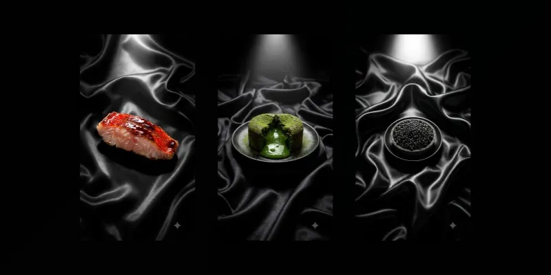 Monochrome Satin Minimalist Food Stages generated by undefined