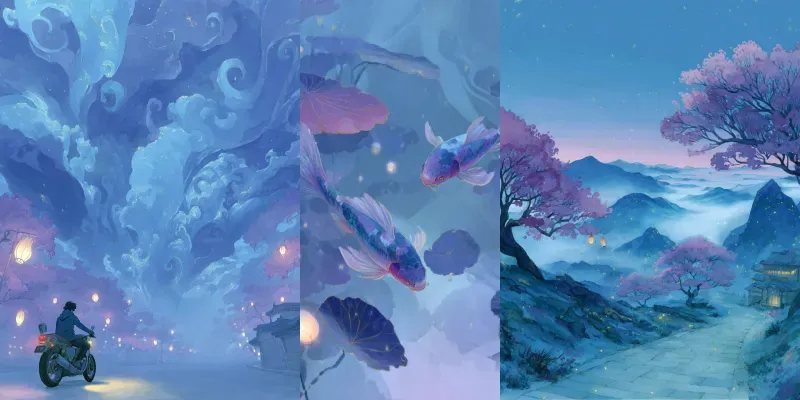 Watercolor Ghibli Mist Dream Paintings generated by undefined