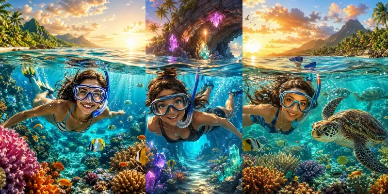 Split View Snorkeling Art generated by undefined