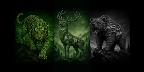Typography Animal Silhouette Posters generated by chatgpt-image