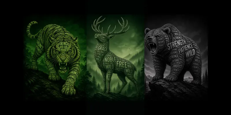 Typography Animal Silhouette Posters generated by undefined