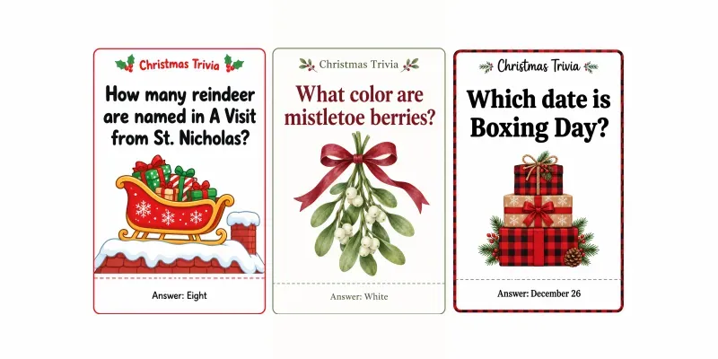 Christmas Trivia Game Cards