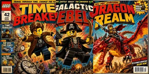 Lego Vintage Comic Covers generated by chatgpt-image