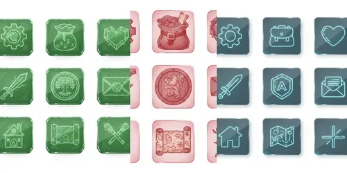 Glassmorphism UI Game Asset Kits generated by gemini-image