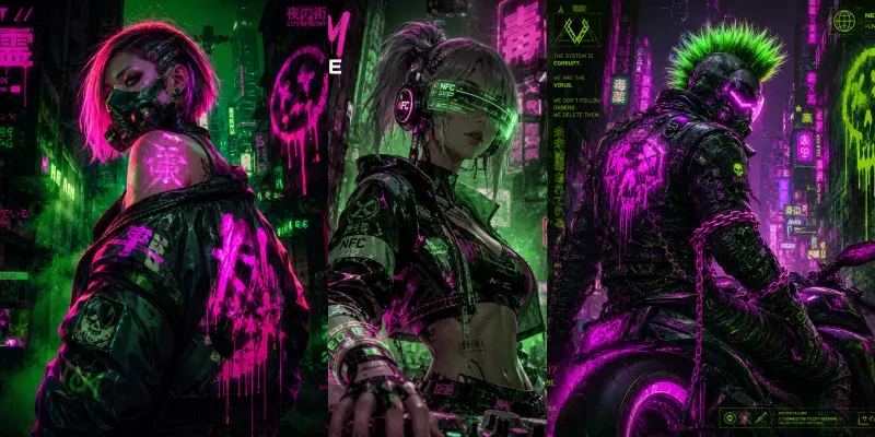Neon Toxic Cyberpunk Posters generated by undefined