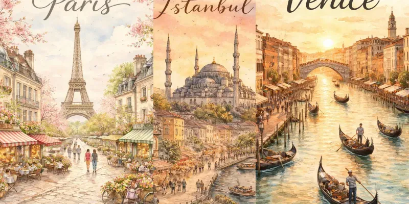 Watercolor Cities generated by undefined