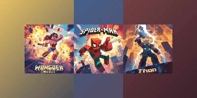 Marvel Dc Heroes In Minecraft Style generated by undefined