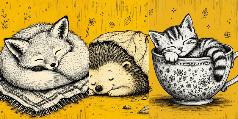 Cozy Ink Character Sketches generated by undefined