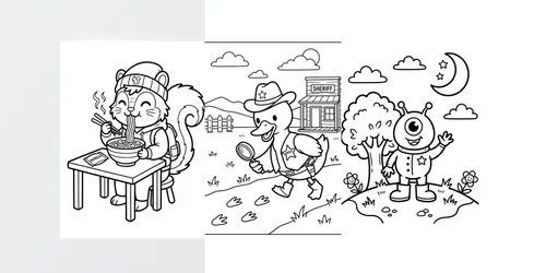 Cute Animal Coloring Book Pages generated by gemini-image