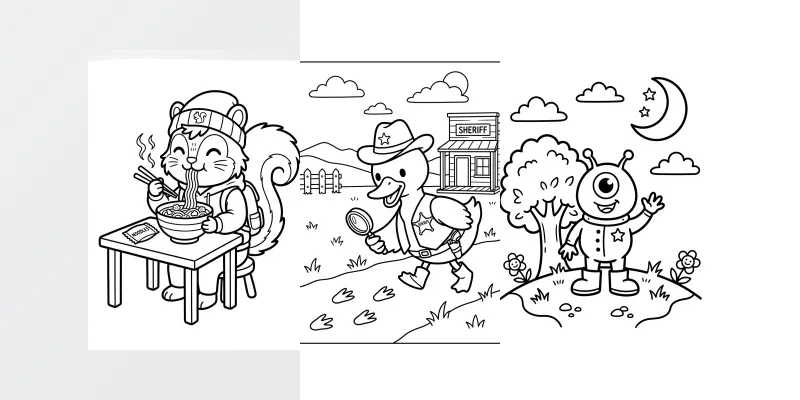 Cute Animal Coloring Book Pages generated by undefined