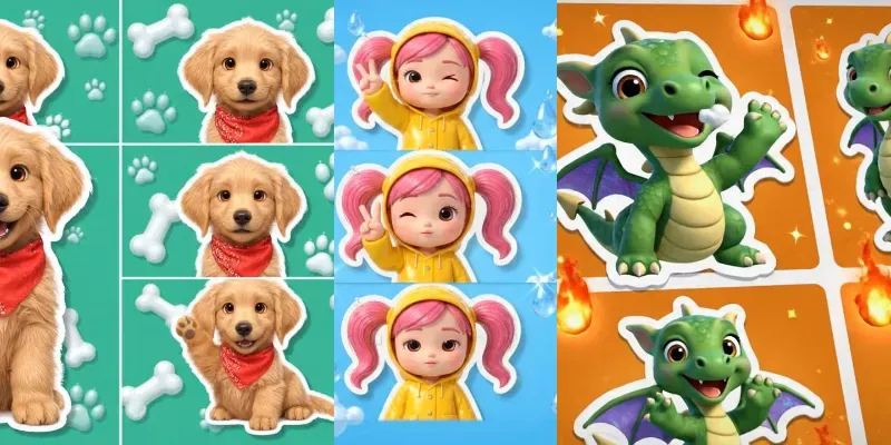 3D Animated Sticker Sheet Grid Videos generated by undefined