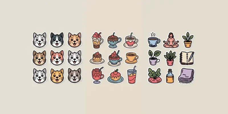 Hand Drawn Vector Sticker Sets generated by undefined