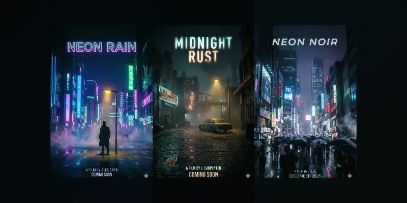 Filmstyle City Night Wall Art generated by undefined