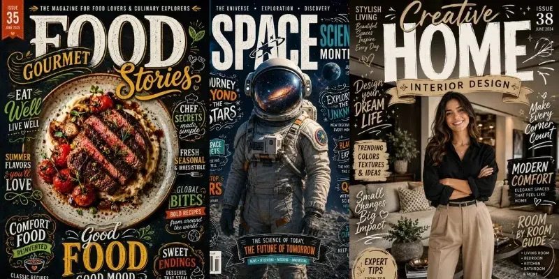 Handdrawn Editorial Magazine Covers generated by undefined