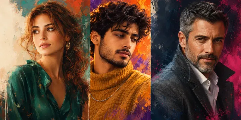 Painterly Portrait Color Splashes generated by undefined