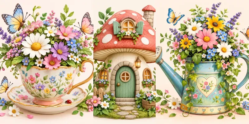 Whimsical 3D Garden Treasures