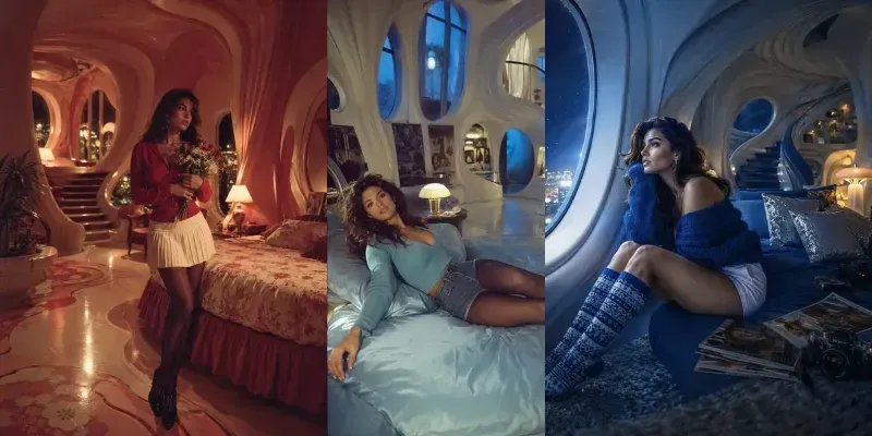 Cinematic 90s Heroine Bedroom Poses generated by undefined