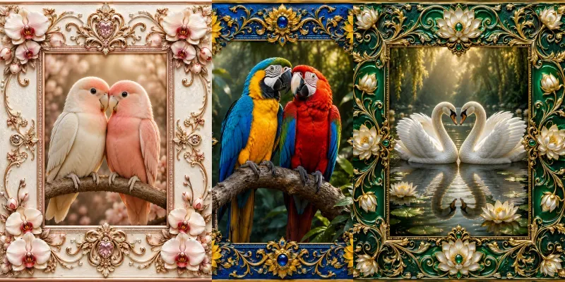 Luxury Handpainted Bird Photo Frames generated by undefined