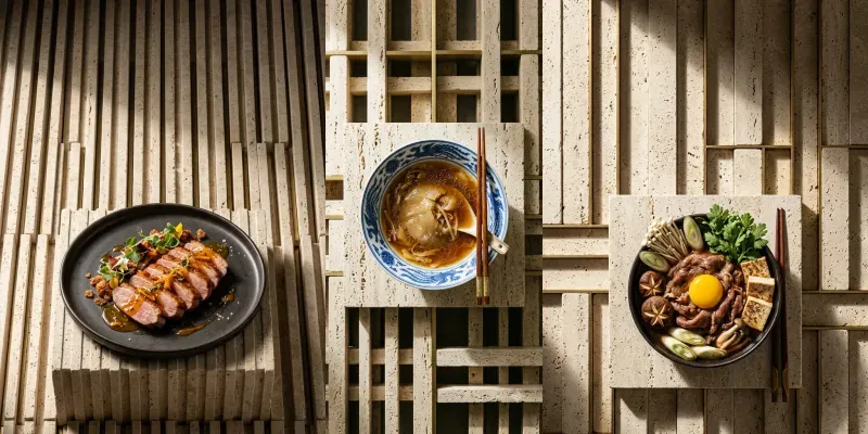 Raw Ribbed Travertine Menu Food Stages generated by undefined