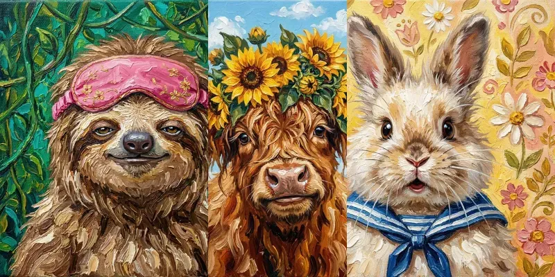 Quirky Painterly Animal Portraits generated by undefined