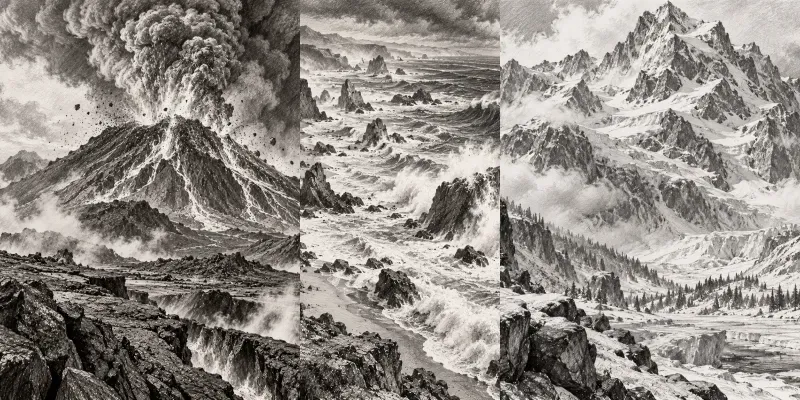 Epic Landscapes Pencil Sketch Collections