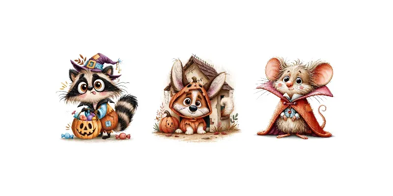 Cute Halloween Animals And Characters generated by undefined