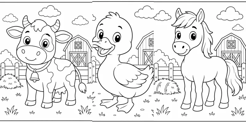 Farm Animals Coloring Book Pages generated by undefined