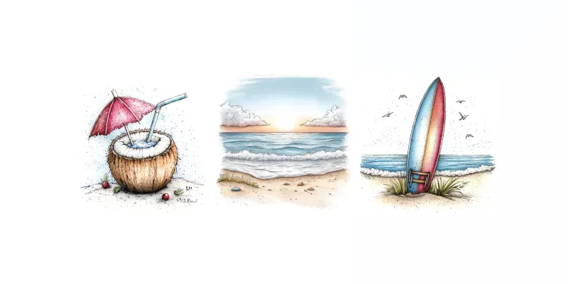 Whimsical Summer Beach Illustrations generated by undefined
