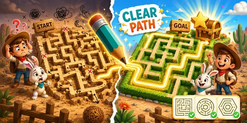 Kids Goal Maze Activity Worksheets generated by undefined